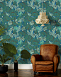 Aja (Teal) : This wallpaper pattern is hand screen printed in Chicago on coated paper manufactured in the USA. Our high quality, designer wallpaper is extremely durable.