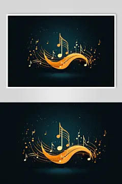 AI数字艺术音乐乐符乐谱元素插画