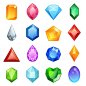 Gems and diamonds icons set in different colors
