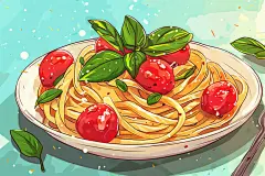 番茄肉酱意面西餐美食插画