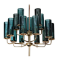 Brass & Blue Glass Tube Chandelier by Hans Agne Jakobsson From a unique collection of antique and modern chandeliers and pendants at 1stdibs /furniture/lighting/chandeliers-pendant-lights/