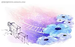 手绘蓝色花朵和建筑PSD素材PSD分层素材|PSD素材|花插画|花卉|花卉插画|建筑|蓝色花朵|梦幻花卉|手绘花朵|手绘花卉|手绘花卉插画|手绘列车|手绘鲜花