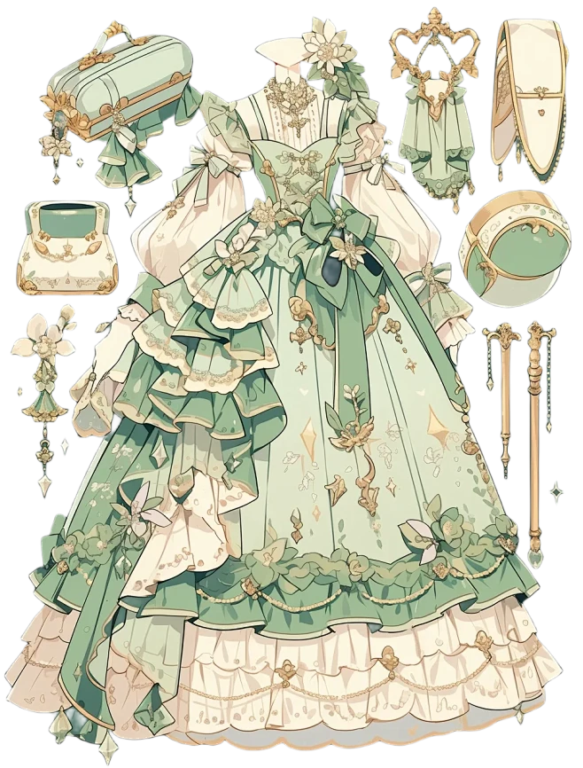 洛丽塔｜oc服设连衣裙手帐插画素材24弹-花瓣网