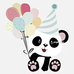 呆萌可爱拿着气球过生日的熊猫可商用元素图片大小2000x2000px 图片尺寸472.55 KB 来自PNG搜索网 pngss.com 免费免扣png素材下载！扁平化#彩色#插画#呆萌#动物#过生日#可爱#气球#生日礼帽#熊猫#装饰图案#