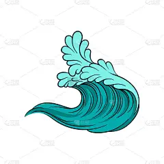 狂暴的海浪带着泡沫。蓝色的海水。海洋和航海主题。矢量元素的宣传海报冲浪节