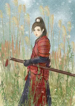 《诗经》系列插画——伯兮_ZHUA爪子__插画师作品_涂鸦王国gracg.com