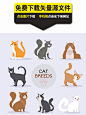 扁平化可爱小猫设计矢量图下载,卡通,猫,宠物,动物,扁平化,