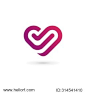 Letter V heart symbol logo icon design template elements
