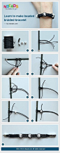 DIY手链教程：学习制作串珠编织@北坤人素材