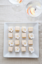 Peach Petit Fours With Sugar Flowers