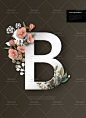 394号英文字母花朵物品穿插创意艺术字灵感海报设计PSD模板素材-淘宝网