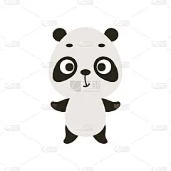 可爱的小熊猫在白色的背景。卡通动物人物为孩子的卡，婴儿淋浴，邀请，海报，t恤组成，房子内部。矢量插图