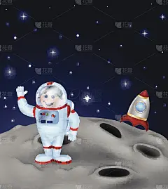 卡通宇航员登陆月球