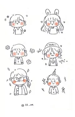 一组人物简笔画手绘素材， 太太可爱
by/七七_zoe ​ ​​​​