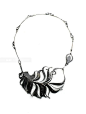 当代艺术首饰Flowing Feather Necklace on Mixed Metal Chain by OlivOva on Etsy