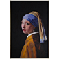 现代手绘油画写实人物戴珍珠耳环少女沙发背景墙装饰画样板间推荐-淘宝网