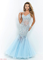 Cheap Blush 9702 Ice Blue Jeweled Straps Sexy Gown Open Back