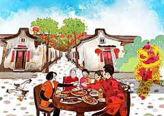 潮汕狮头鹅鹅肉民俗五连张之二 春节无鹅不成席场景图片素材
