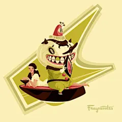 #设计秀# 美国插画师Brandon Johnson用复古的颜色搭配，以及他自创的特殊图形和女性的柔美相结合，创造出颇具个人风格的艺术插画 想起刚分享这组作品时，小伙伴对女人背后的是沙锤or鸡脆骨争论不休…… ​​​​