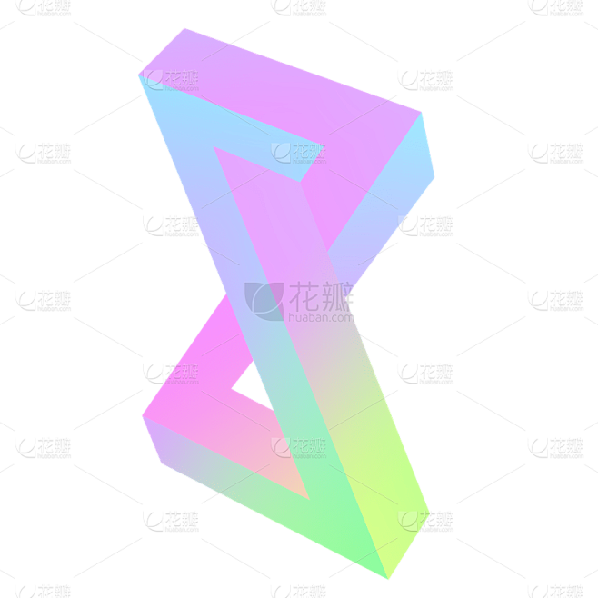 手绘-蒸汽波渐变几何元素贴纸1
