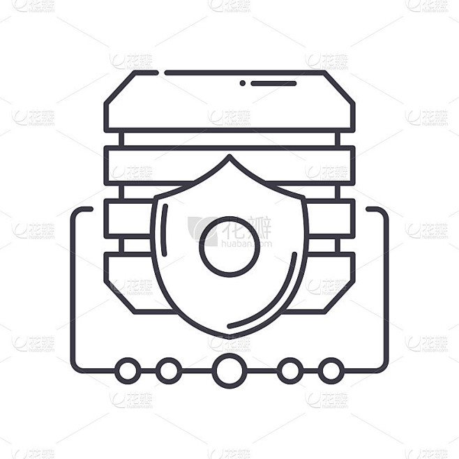 Protection system icon, linear isolated illustrati
