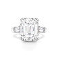 A Harry Winston diamond engagement ring on a white background. 