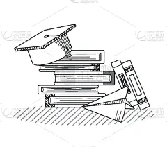 动画片,举起手,商务,华丽的,铅笔,装饰物,草图,绘制,教育,毕业