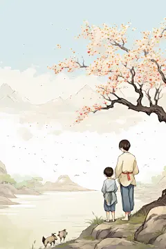 培训中国风水墨古风教师节老师学生人物插画