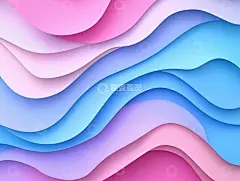 3D折纸堆叠霓虹渐变抽象背景，柔和粉彩小清新现代简约设计，适用于创意海报、手机壁纸、网页横幅及数字艺术纹理素材高清模板免费下载-趣麦麦图