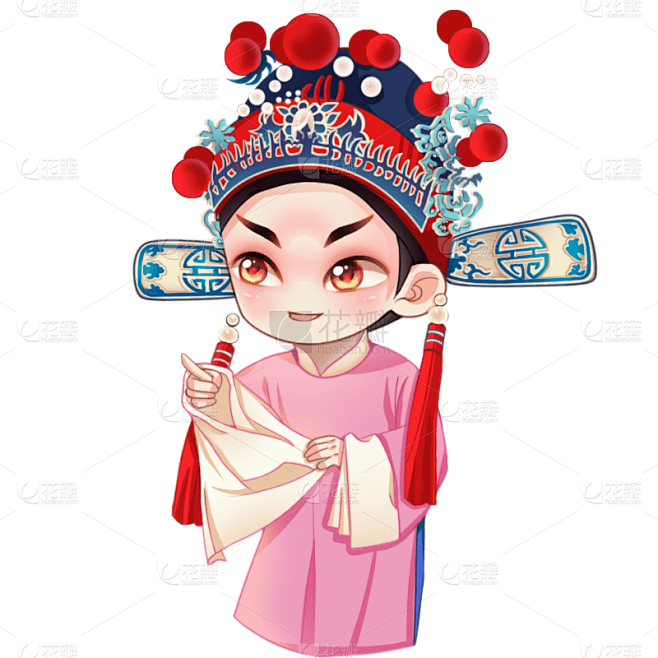 手绘京剧旦角文化人物创意贴纸