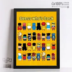 著名卡通人物背影挂画复古怀旧英雄装饰画酒吧创意有框画壁画海报