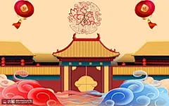 古建传统吉祥纹样红灯笼中式国潮背景墙海报招贴素材下载-优图网-UPPSD