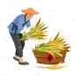 手绘丰收秋季麦子元素