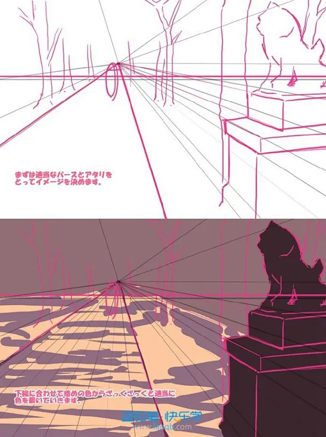 动漫绘画学习：场景透视技巧-花瓣网