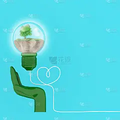 创意理念:手持树，灯泡发光，环保理念。最小的概念的想法。