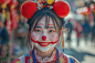 淘气的女孩愚人节小丑人物摄影图片