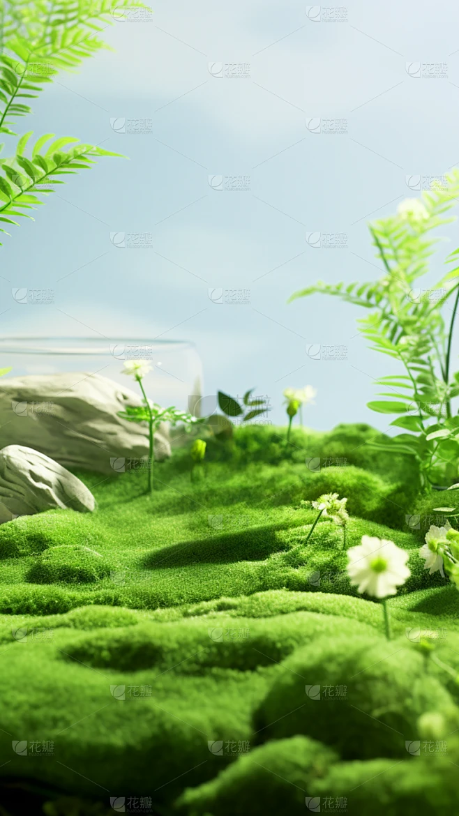 通用电商促销户外绿植场景春天背景3D立体C4D场景背景图片素材素材-花瓣网