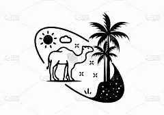 骆驼图案的线条艺术插图