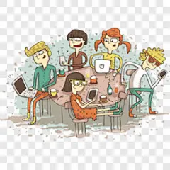 玩电脑玩手机矢量卡通手绘PNG图片➤来自 PNG搜索网 pngss.com 免费免扣png素材下载！