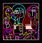 夜店乐器人物霓虹灯卡通线条音乐场景元素AI矢量设计素材  (3)