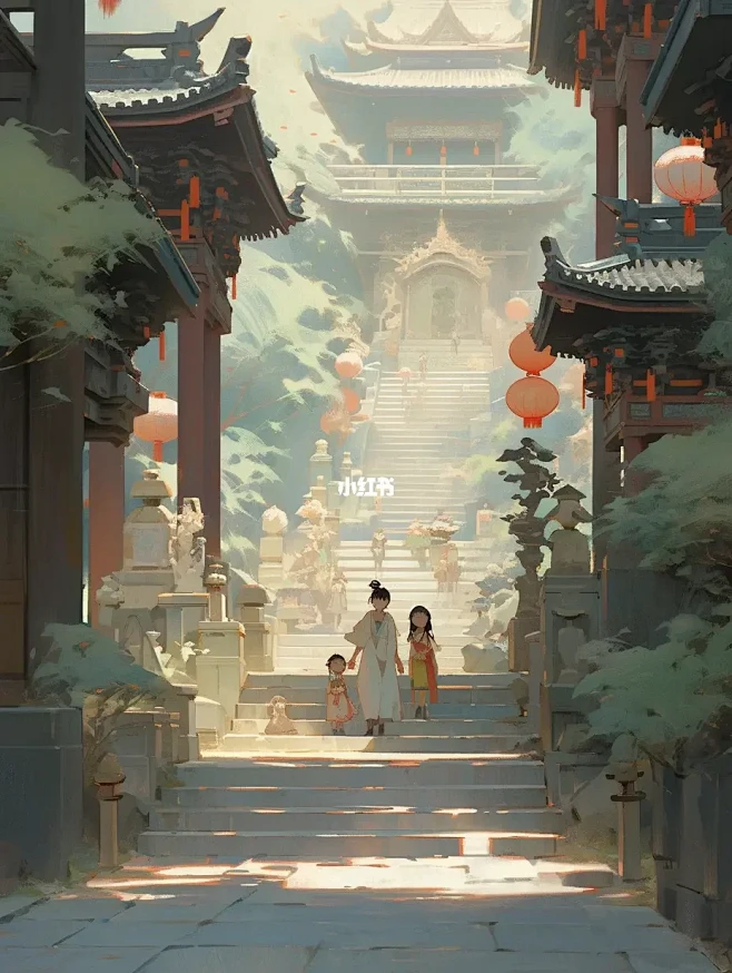 Ai古风插画|它们像你们去过的哪座古城？-花瓣网