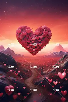 Ai产生的 心 形状 云 海报 艺术 形象的 设计 富有想象力的