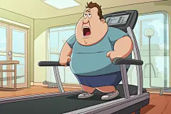 努力减脂肥胖人物运动减肥插画图片