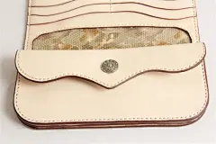 手工制作手绘仕女图牛皮长款钱包