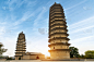 中国山西省太原市的太原市有两座古塔