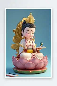 AI奶茶咖啡潮流神话佛祖观音IP形象插画