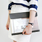 韩国进口iconic半透明A4公文包文件夹文件袋 A4 briefcase 2色选