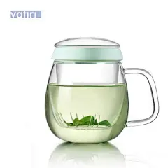 乐怡Vatiri玻璃杯透明水杯耐热过滤花茶杯男女办公泡茶玻璃杯水杯-tmall.com天猫