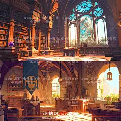AI中世纪室内场景设定素材 卡通场景插画素材 游戏场景概念设计-淘宝网