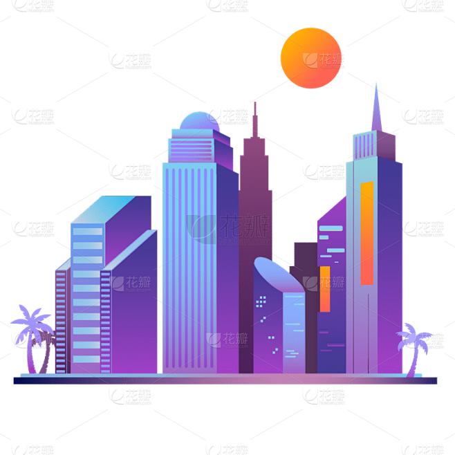 手绘-赛博朋克风建筑元素
